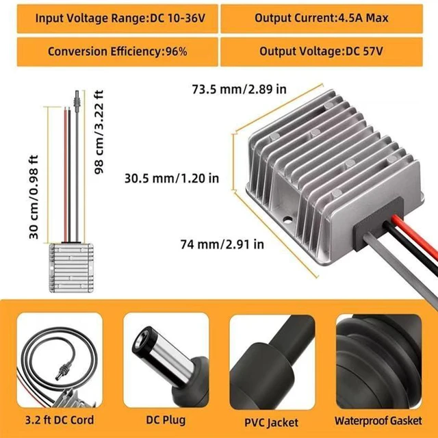 Alt view image 3 of 4 - Gen 3 Standard 4X Power Supply, 12V/24V to 57V 4.5A Step Up Converter, Power Adapter for RV, Truck, Marine and Off-Grid Applications