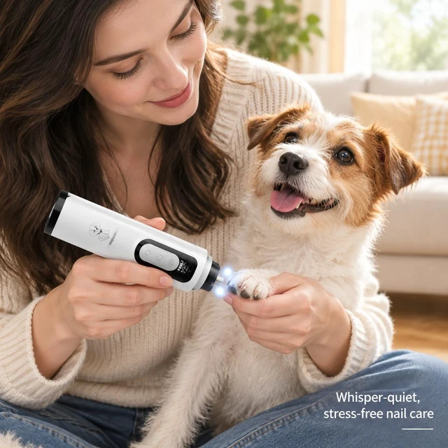 Alt view image 3 of 7 - High-Power Pet Nail Grinder with Dual LED Lights, Rechargeable Electric Nail Trimmer for Cats and Dogs, Low-Noise Nail File with Blood Line Visibility for Safe and Gentle Grooming