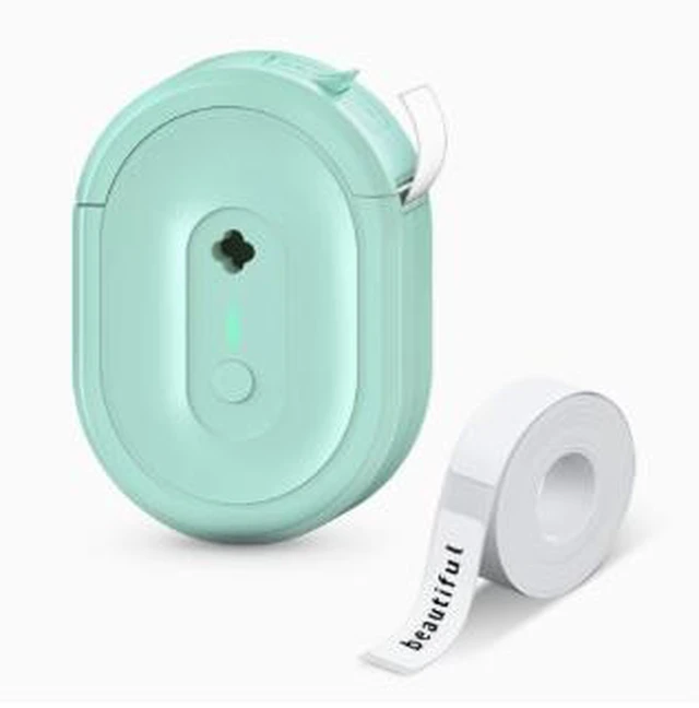 Main image of N12 Mini Thermal Label Printer, Bluetooth Portable Sticker Printer for Android & iOS, 203 DPI, 20mm/s, 1200mAh Rechargeable Battery, Green, Includes 220 Labels