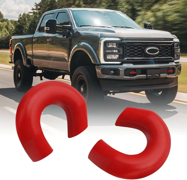 Main image of Tow Hooks Covers for Ford Super Duty F250 F350 F450 2017-2026, 2Pcs Silicone Front Bumper Tow Hook Protector Covers, Truck Exterior Accessories, Red