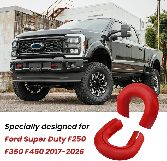 Alt view image 7 of 7 - Tow Hooks Covers for Ford Super Duty F250 F350 F450 2017-2026, 2Pcs Silicone Front Bumper Tow Hook Protector Covers, Truck Exterior Accessories, Red