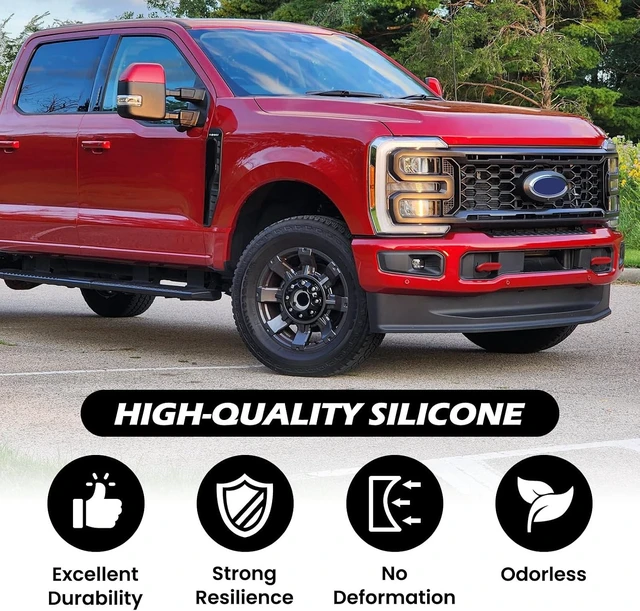 Alt view image 4 of 7 - Tow Hooks Covers for Ford Super Duty F250 F350 F450 2017-2026, 2Pcs Silicone Front Bumper Tow Hook Protector Covers, Truck Exterior Accessories, Red