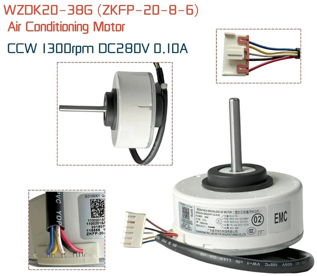 Alt view image 4 of 7 - Air Conditioning Motor WZDK20-38G (ZKFP-20-8-6) DC Brushless Fan Motor, 20W Inverter Air Conditioner Brushless DC Motor for Central air Conditioner, CCW 1300rpm DC280V 0.10A