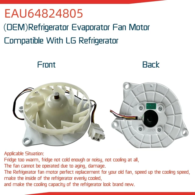 Alt view image 6 of 7 - EAU64824805 Refrigerator Evaporator Fan Motor for LG Refrigerator. DC12V 1A Refrigerator Motor Freezer Fan Z40E12MS1A0-57K06A Refrigerator Cooling Fan Motor