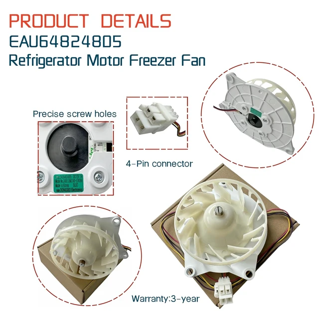 Alt view image 4 of 7 - EAU64824805 Refrigerator Evaporator Fan Motor for LG Refrigerator. DC12V 1A Refrigerator Motor Freezer Fan Z40E12MS1A0-57K06A Refrigerator Cooling Fan Motor