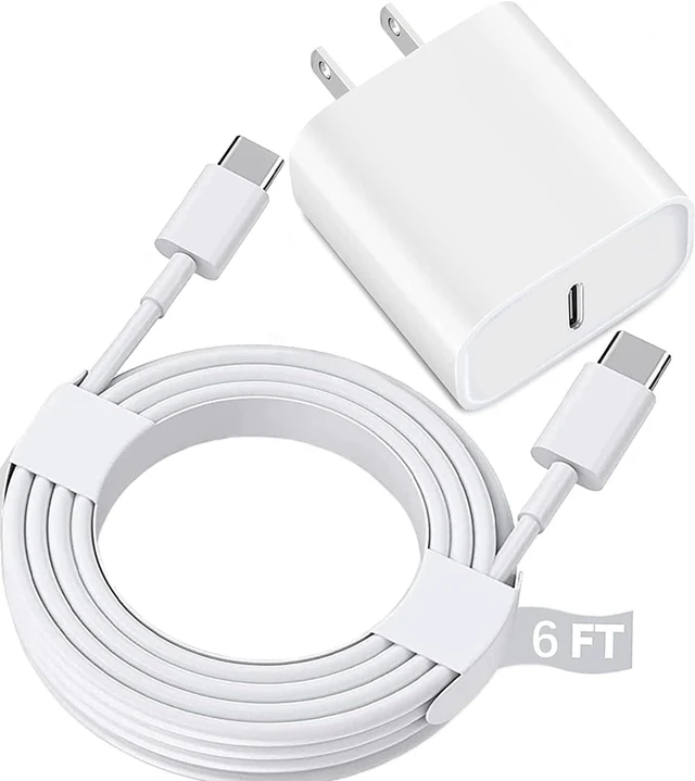Main image of for Phone 16 15 Charger and 6ft Type C to C Cable Cord Long,20W USB C Fast Charging Block Plug for Phone 16 Pro Max/16/15 Pro Max/15 Plus/15/iPad Air/Mini/AirPods/Power Adapter