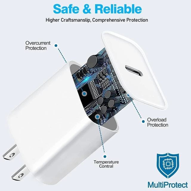 Alt view image 6 of 7 - for Phone 16 15 Charger and 6ft Type C to C Cable Cord Long,20W USB C Fast Charging Block Plug for Phone 16 Pro Max/16/15 Pro Max/15 Plus/15/iPad Air/Mini/AirPods/Power Adapter