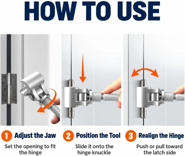 Alt view image 4 of 7 - Universal Door Hinge Adjustment Tool, Adjustable Door Hinge Wrench,1