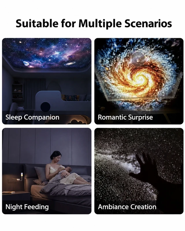 Alt view image 4 of 4 - 12-in-1 Night Sky Projector, USB Galaxy Star Night Light with Adjustable Focus, 12 Replaceable Film Discs, Moon Saturn Patterns, Flexible Gooseneck, Plug-and-Play Car Ceiling Light