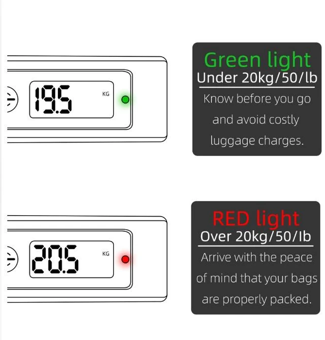 Alt view image 2 of 7 - Portable Digital Hanging Luggage Scale 110lb, Handheld Travel Weight Scale with LCD Display Black