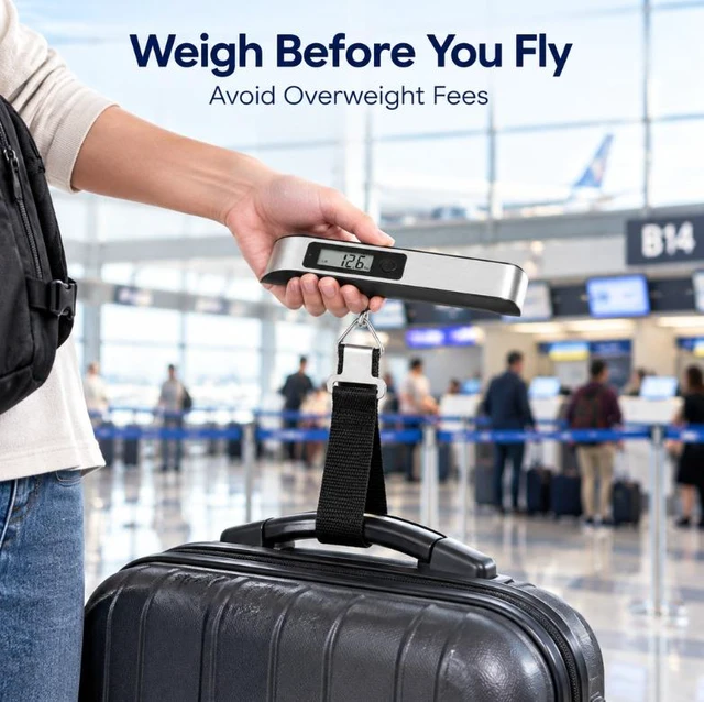 Alt view image 4 of 7 - Portable Digital Hanging Luggage Scale 110lb, Handheld Travel Weight Scale with LCD Display Black