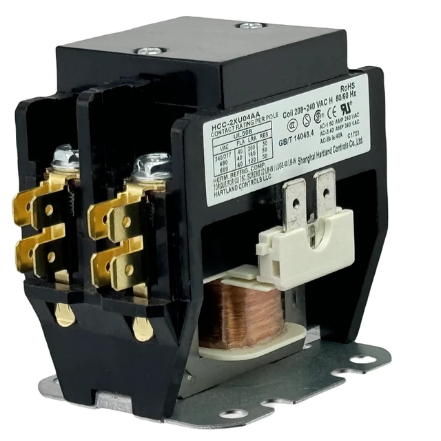 Alt view image 3 of 7 - HCC-2XU04AA 208V-240V 40A DPST Contactor,50-60Hz Bipolar AC contactor