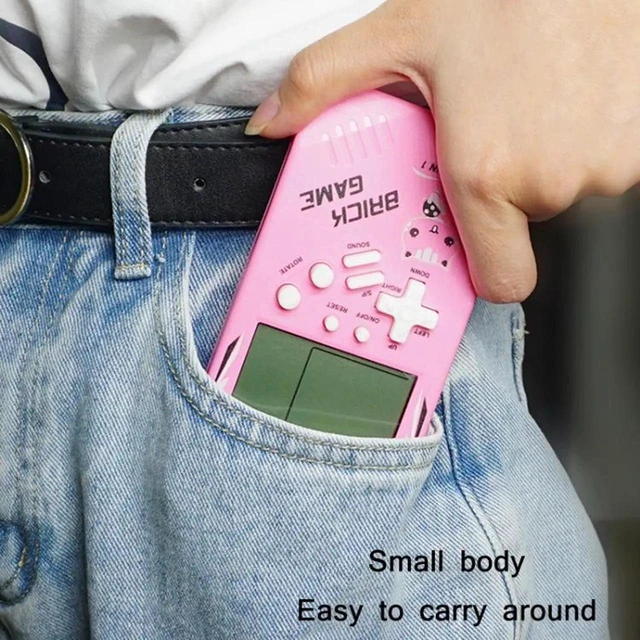 Alt view image 6 of 7 - Retro Big Screen Brick Game Console 9999 in 1 Tank/Racing/Shooting Casual Puzzle Game Adjustable Difficulty and Speed Small and Easy to Carry Best Gifts Pink