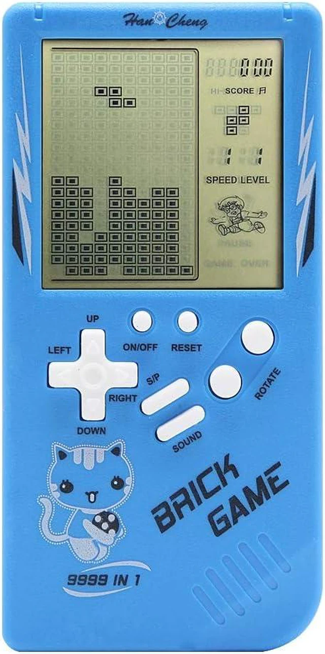 Main image of Retro Big Screen Brick Game Console 9999 in 1 Tank/Racing/Shooting Casual Puzzle Game Adjustable Difficulty and Speed Small and Easy to Carry Best Gifts (Blue)