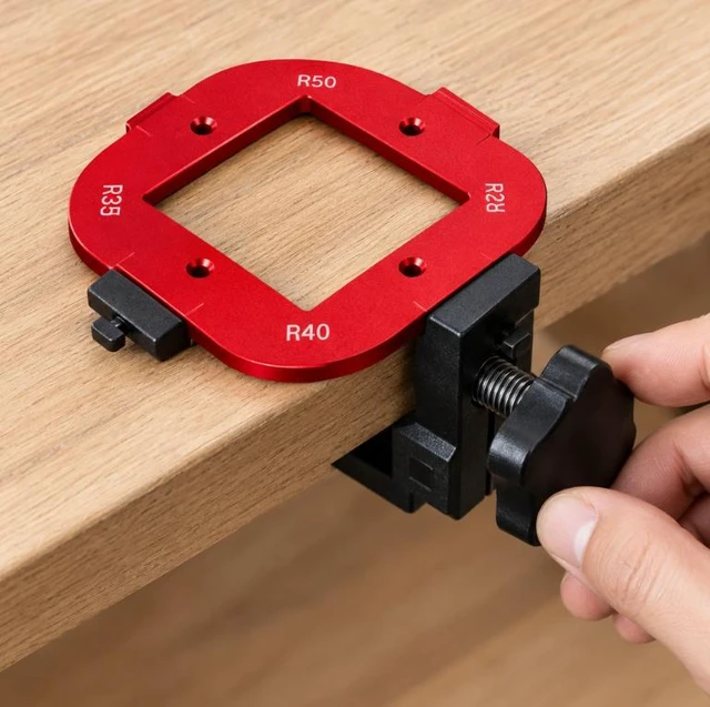 Alt view image 7 of 7 - Woodworking Radius Template Set with Router Bit, 2pc Arc Corner Jig + Trimming Bit Red