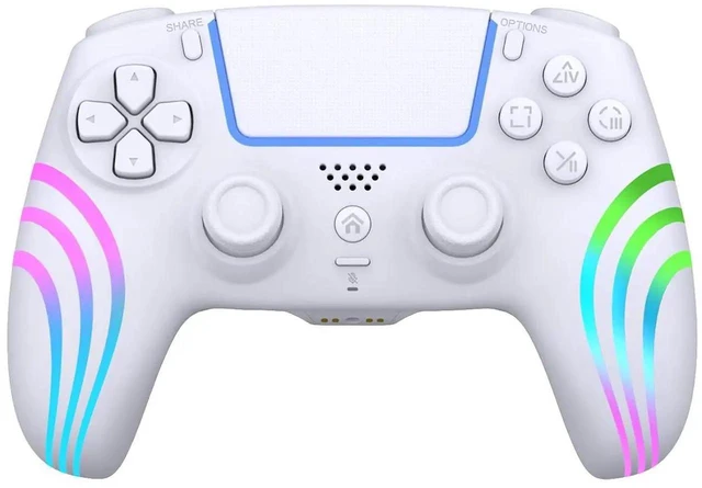 Main image of PS5 Bluetooth Controller with Hall Effect Joystick, Wireless & USB for PS5/PS5 Slim/Pro/PC, RGB, Dual Vibration, 6-Axis Motion Sensor, Macro & Turbo, Multi-Platform Gamepad White