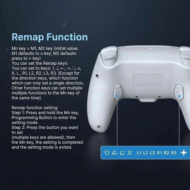 Alt view image 3 of 7 - PS5 Bluetooth Controller with Hall Effect Joystick, Wireless & USB for PS5/PS5 Slim/Pro/PC, RGB, Dual Vibration, 6-Axis Motion Sensor, Macro & Turbo, Multi-Platform Gamepad White
