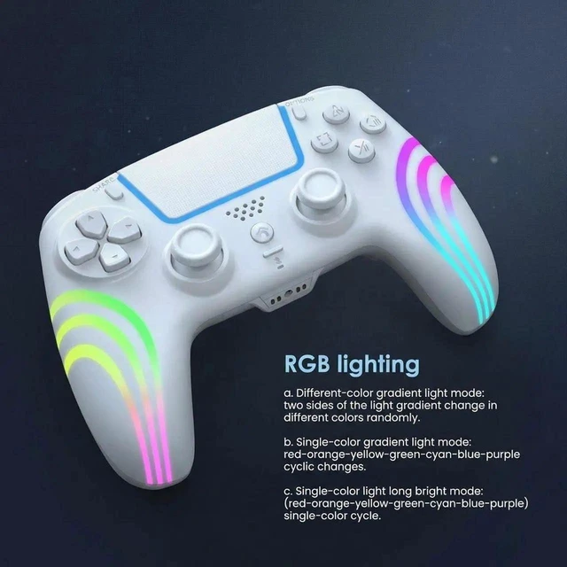 Alt view image 2 of 7 - PS5 Bluetooth Controller with Hall Effect Joystick, Wireless & USB for PS5/PS5 Slim/Pro/PC, RGB, Dual Vibration, 6-Axis Motion Sensor, Macro & Turbo, Multi-Platform Gamepad White