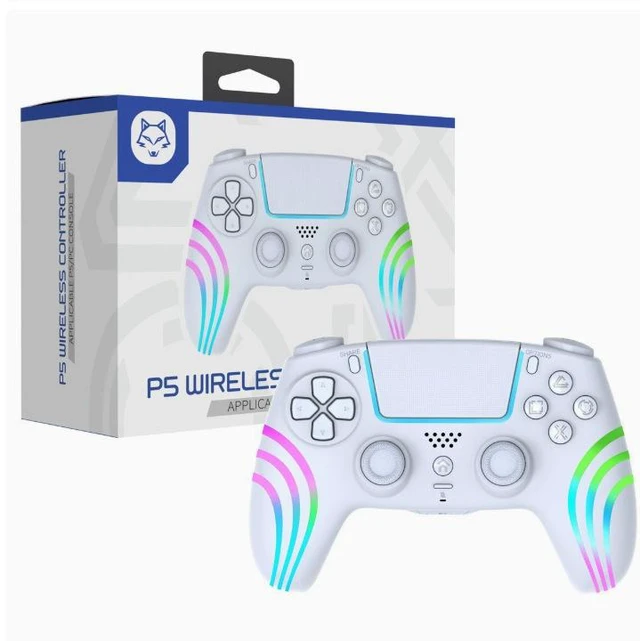 Alt view image 7 of 7 - PS5 Bluetooth Controller with Hall Effect Joystick, Wireless & USB for PS5/PS5 Slim/Pro/PC, RGB, Dual Vibration, 6-Axis Motion Sensor, Macro & Turbo, Multi-Platform Gamepad White