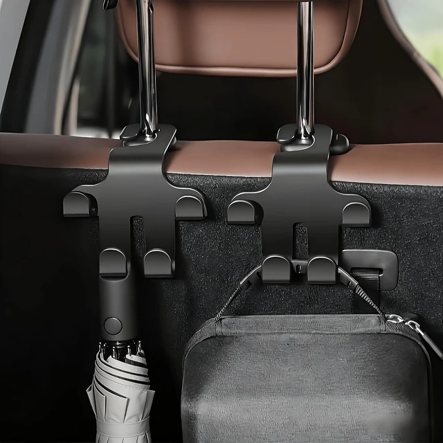 Alt view image 4 of 7 - 2 Pack Car Headrest Hooks, 4in 1 Multi-Function Car Seat Back Hanger, Universal Back Seat Storage Hook & Phone Holder for Purse, Grocery Bags, Handbag, Car Interior Accessories