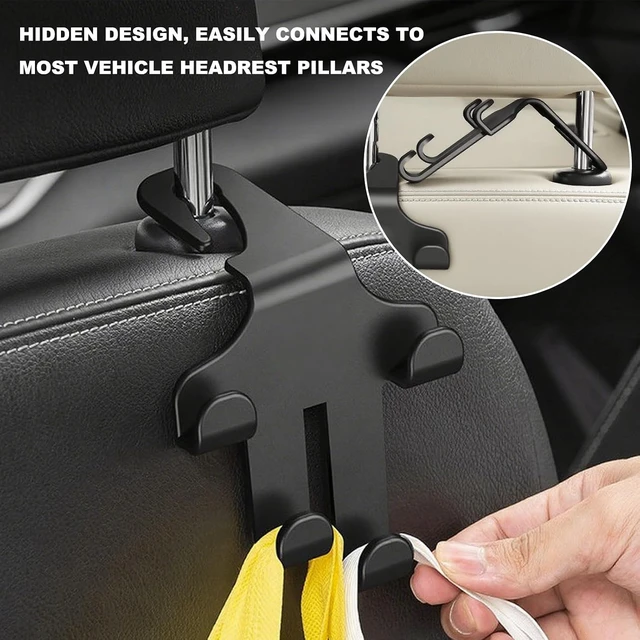 Alt view image 6 of 7 - 2 Pack Car Headrest Hooks, 4in 1 Multi-Function Car Seat Back Hanger, Universal Back Seat Storage Hook & Phone Holder for Purse, Grocery Bags, Handbag, Car Interior Accessories