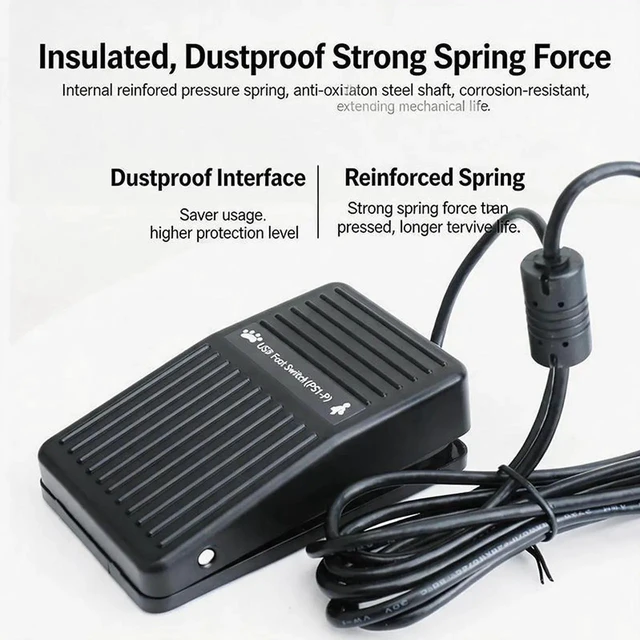 Alt view image 4 of 7 - USB Gaming Foot Switch, 2m Cable, With Ferrite Bead, Anti-Interference, HID Programmable 1-Pedal, Anti-Slip Heavy Duty, MMO Macro Controller for PC, Keyboard, FPS