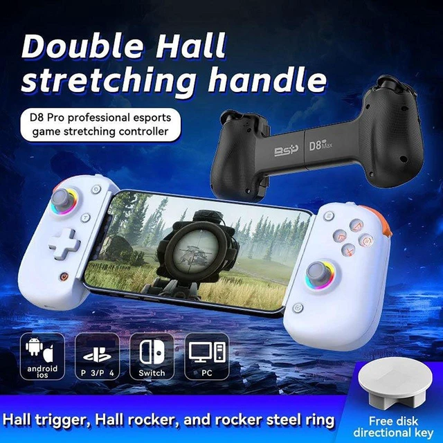 Alt view image 2 of 7 - Wireless Controller D8 Pro for 13in iPad, Tablet, iOS/Android/PC/Switch/PS4, 7-color RGB, Mobile Cloud Game, Streaming on PS/Xbox/PC Console, iPhone 16/15/14, Hall Effects Joysticks, White