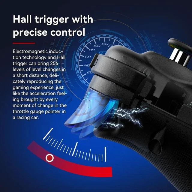 Alt view image 5 of 7 - Wireless Controller D8 Pro for 13in iPad, Tablet, iOS/Android/PC/Switch/PS4, 7-color RGB, Mobile Cloud Game, Streaming on PS/Xbox/PC Console, iPhone 16/15/14, Hall Effects Joysticks, White