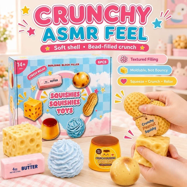 Alt view image 5 of 7 - 6PCS Crunchy Squishy Box Mystery Fun Asmr Feel Set
Crunchy Squishies Stress Balls Blind Slow Return Squishies, Relief Hand Relax Desk Decor Party Favor Gifts for Adult