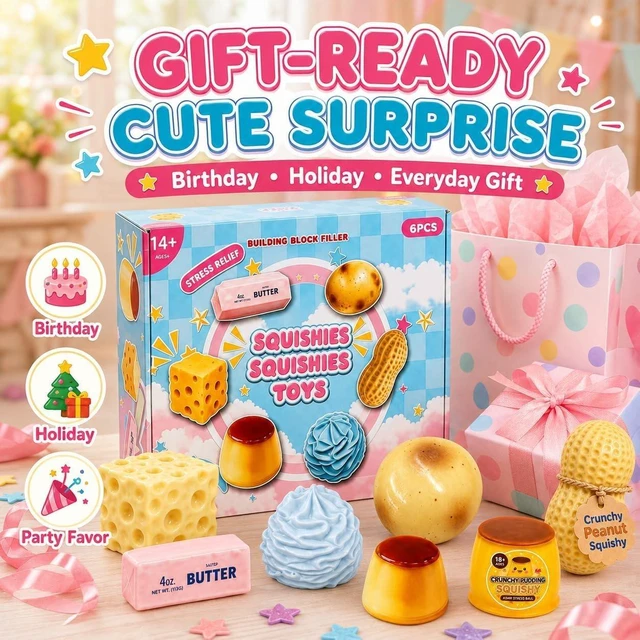 Alt view image 2 of 7 - 6PCS Crunchy Squishy Box Mystery Fun Asmr Feel Set
Crunchy Squishies Stress Balls Blind Slow Return Squishies, Relief Hand Relax Desk Decor Party Favor Gifts for Adult