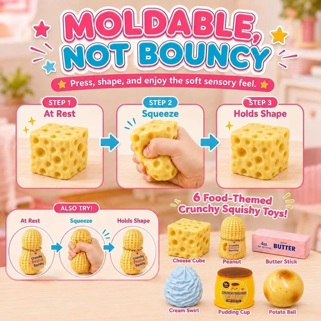 Alt view image 6 of 7 - 6PCS Crunchy Squishy Box Mystery Fun Asmr Feel Set
Crunchy Squishies Stress Balls Blind Slow Return Squishies, Relief Hand Relax Desk Decor Party Favor Gifts for Adult