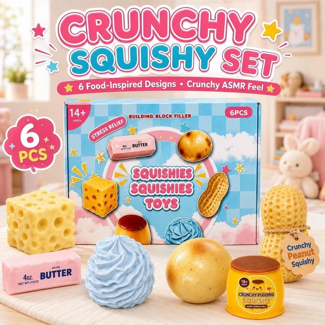 Alt view image 3 of 7 - 6PCS Crunchy Squishy Box Mystery Fun Asmr Feel Set
Crunchy Squishies Stress Balls Blind Slow Return Squishies, Relief Hand Relax Desk Decor Party Favor Gifts for Adult
