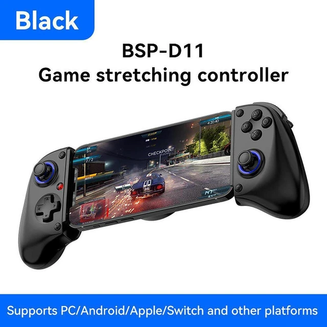 Alt view image 2 of 7 - D11 Gaming Controller with Hall Trigger & Joystick Wireless Bluetooth Streaming Gamepad for Switch/PC/Android/iOS, Stretch Design for Phone/Tablet/Emulator - black