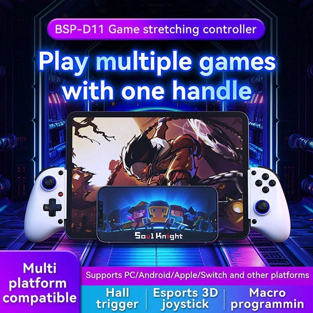 Alt view image 4 of 7 - D11 Gaming Controller with Hall Trigger & Joystick Wireless Bluetooth Streaming Gamepad for Switch/PC/Android/iOS, Stretch Design for Phone/Tablet/Emulator - black