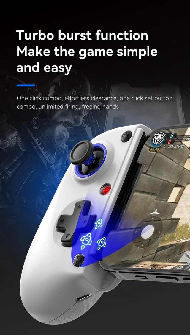Alt view image 6 of 7 - D11S Gaming Controller with Hall Trigger & Joystick Wireless Bluetooth Streaming Gamepad for Switch/PC/Android/iOS, Stretch Design for Phone/Tablet/Emulator - white D11S - COOLING FAN