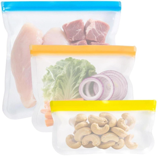Main image of Reusable Food Storage Silicone Bags, Reusable Snack BagsLeakproof Freezer, BPA Free, 1 Gallon 1 Snack 1 Sandwich Bags, for Home Kitchen, Marinate Food TravelFridge Organization (3)