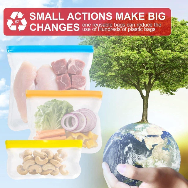 Alt view image 7 of 7 - Reusable Food Storage Silicone Bags, Reusable Snack BagsLeakproof Freezer, BPA Free, 1 Gallon 1 Snack 1 Sandwich Bags, for Home Kitchen, Marinate Food TravelFridge Organization (3)