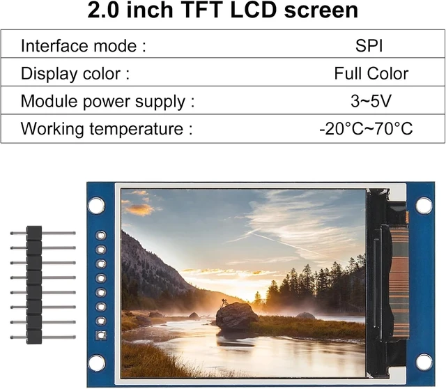 Alt view image 3 of 7 - 5PCS 2.0inch SPI LCD Module, 240x320 IPS TFT Display, ST7789V RGB Color LCD Module with 3.3V/5V for Raspberry Pi, Arduino, STM32 and ESP32 DIY Electronics Projects