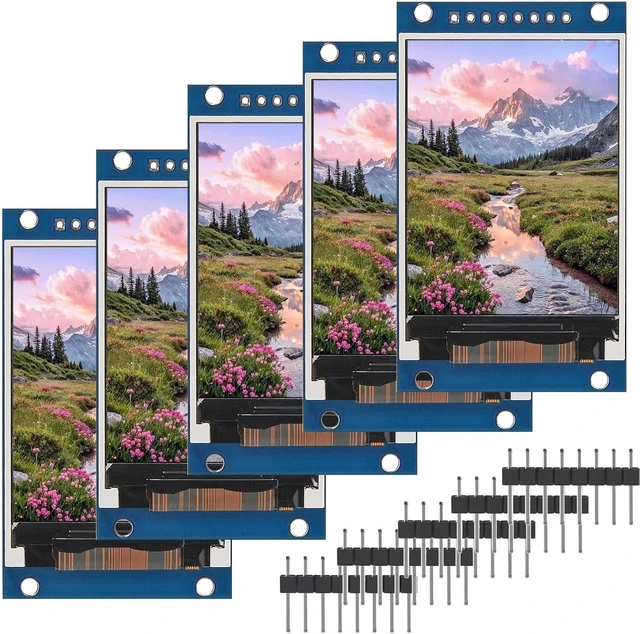 Main image of 5PCS 2.0inch SPI LCD Module, 240x320 IPS TFT Display, ST7789V RGB Color LCD Module with 3.3V/5V for Raspberry Pi, Arduino, STM32 and ESP32 DIY Electronics Projects