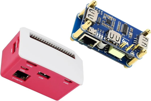 Main image of PoE Ethernet USB HUB HAT with Box ABX Case for Raspberry Pi Zero/Zerow/2, with 1 RJ45 10/100M Ethernet Port, 3 USB Ports Compatible with USB2.0/1.1, 802.3af-Compliant