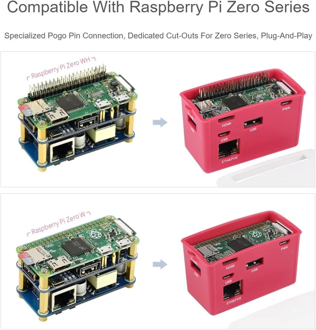Alt view image 3 of 7 - PoE Ethernet USB HUB HAT with Box ABX Case for Raspberry Pi Zero/Zerow/2, with 1 RJ45 10/100M Ethernet Port, 3 USB Ports Compatible with USB2.0/1.1, 802.3af-Compliant