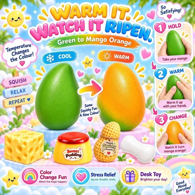 Alt view image 5 of 7 - 6 Pack Crunchy Squishy Box Slow Crunchy Squishies Set (6pcs E)
Butter Peanut Pudding Cream Cheese Potato Asmr Filled, Squeeze Stress Ball Rebound Calming Desk Decor Moldable Adults
