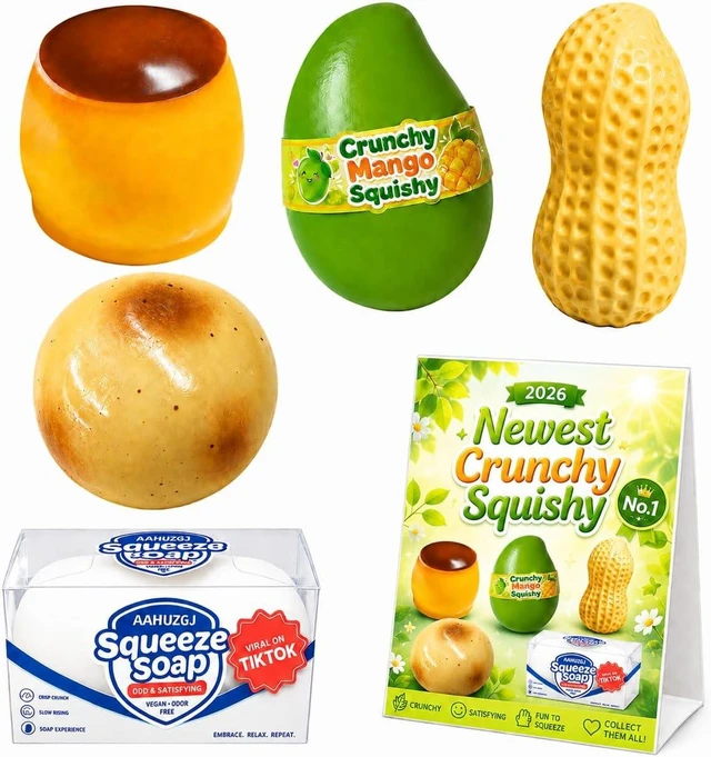 Main image of 5 Pack Crunchy Squishy Slow Crunchy Squishies Squeeze Stress Ball
Butter Mango Peanut Soap Pudding Asmr Filled, Stress Stick Rebound Calming Desk Decor Moldable Adults Party Favor