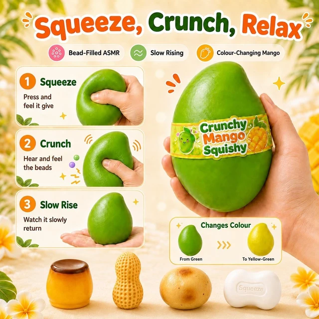 Alt view image 4 of 7 - 5 Pack Crunchy Squishy Slow Crunchy Squishies Squeeze Stress Ball
Butter Mango Peanut Soap Pudding Asmr Filled, Stress Stick Rebound Calming Desk Decor Moldable Adults Party Favor
