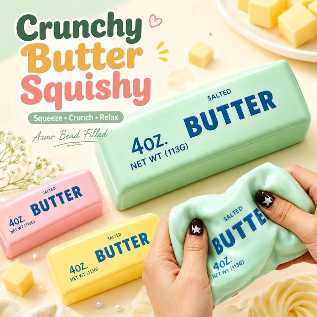 Alt view image 4 of 7 - Crunchy Butter Squishy Asmr Bead Filled, Slow Rising Squeeze (Pink Butter A Squeeze Stress Butter Stick Squishies Slow Rising Squeeze Portable Rebound Calming Anxiety Relief Tool for Adults