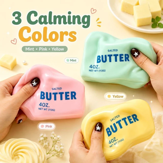 Alt view image 4 of 6 - Crunchy Butter Squishy Asmr Bead Filled, Slow Rising Squeeze (Blue Butter) Squeeze Stress Butter Stick Squishies Slow Rising Squeeze Portable Rebound Calming Anxiety Relief Tool for Adults