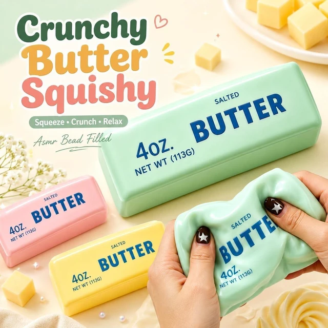 Alt view image 6 of 6 - Crunchy Butter Squishy Asmr Bead Filled, Slow Rising Squeeze (Blue Butter) Squeeze Stress Butter Stick Squishies Slow Rising Squeeze Portable Rebound Calming Anxiety Relief Tool for Adults