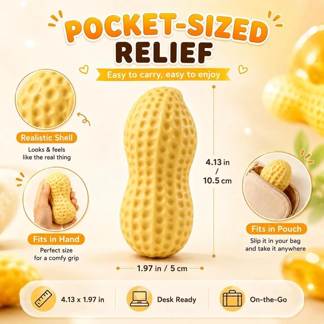 Alt view image 6 of 7 - Crunchy Peanut Squishy Asmr Bead Filled, Slow Rising Squeeze (Peanut A) Squeeze Stress Peanut Squishies Slow Rising Squeeze Portable Rebound Calming Anxiety Relief Tool for Adults