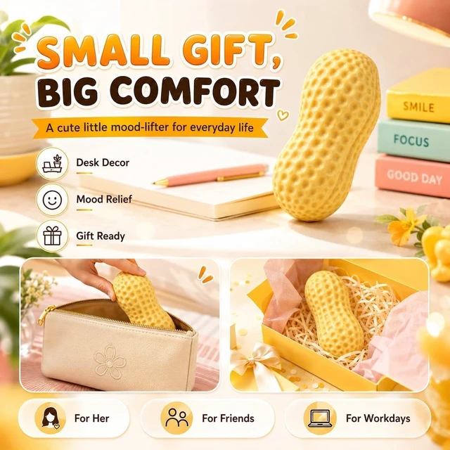 Alt view image 7 of 7 - Crunchy Peanut Squishy Asmr Bead Filled, Slow Rising Squeeze (Peanut A) Squeeze Stress Peanut Squishies Slow Rising Squeeze Portable Rebound Calming Anxiety Relief Tool for Adults