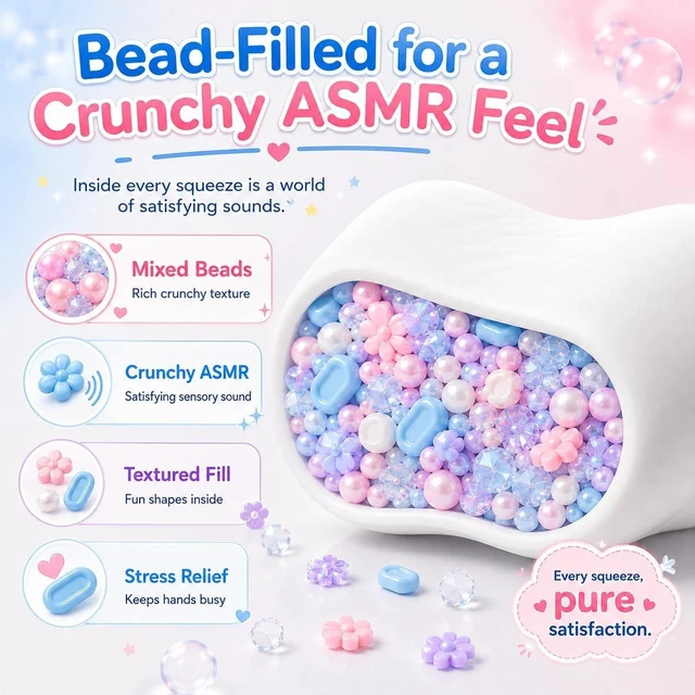Alt view image 3 of 7 - Crunchy Soap Squishy Asmr Bead Filled, Slow Rising Squeeze (Soap White) Squeeze Stress Soap Squishies Slow Rising Squeeze Portable Rebound Calming Anxiety Relief Tool for Adults